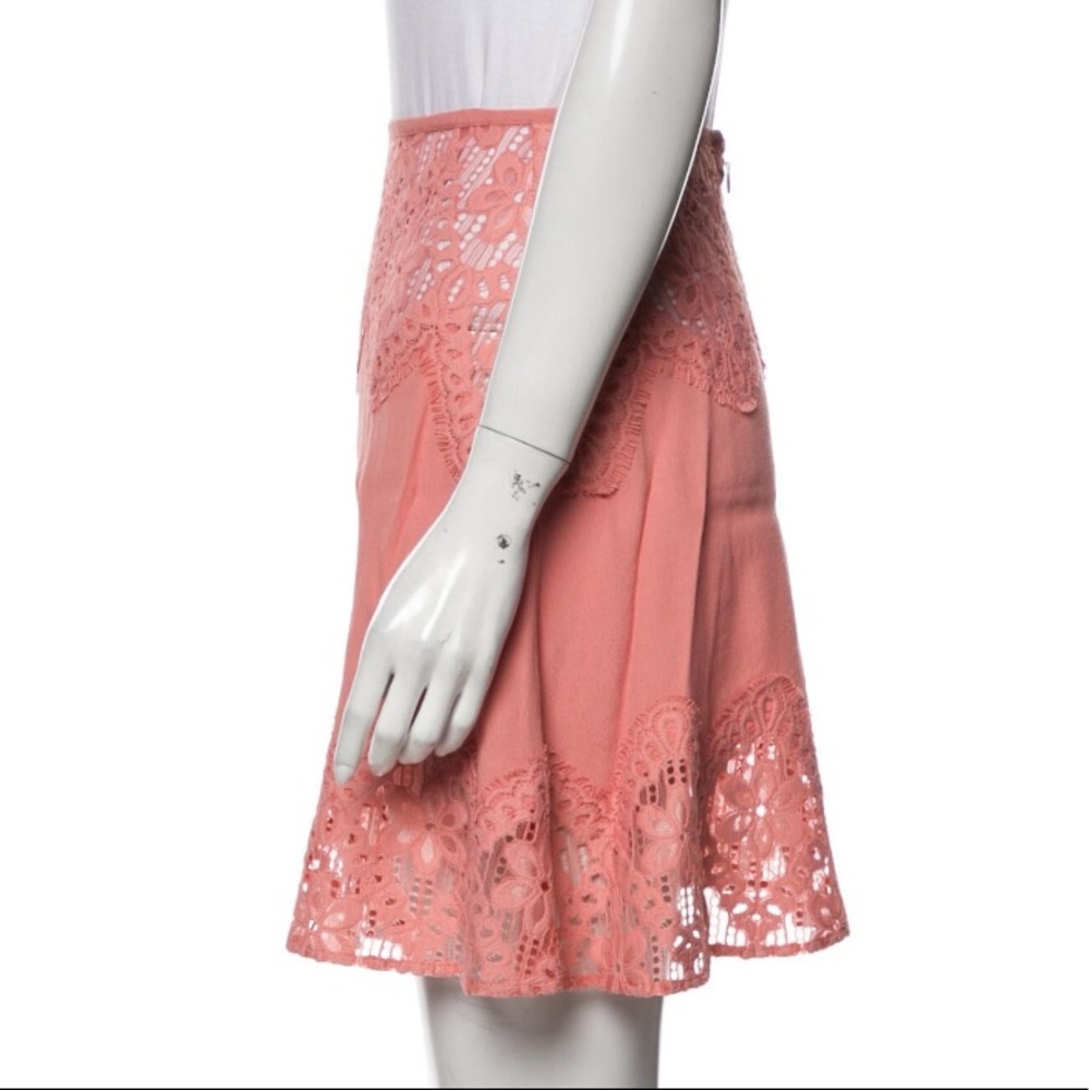 For Love & Lemons Blush Pink Crochet Embroidered Skirt XS - Picture 7 of 8